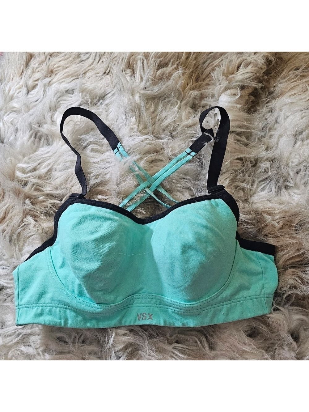 VSX Sports Bra Aqua Black Strappy